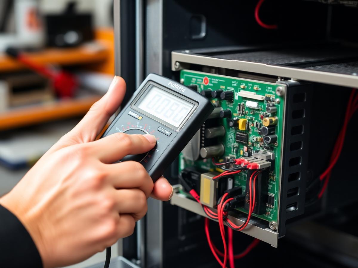 Technician diagnosing an appliance control board